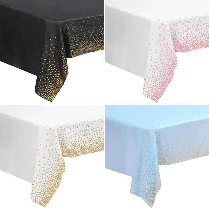 Disposable Gold Polka Dot Tablecloth Rose Gold Polka Dot Peva Tablecloth Party Plastic Tablecloth 137×274CM