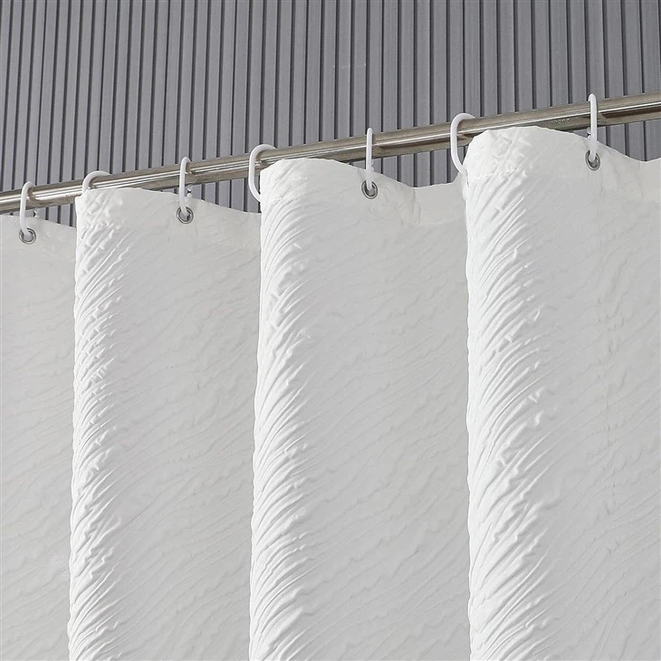 Hot Sale On Amazon 3D White Embossed Shower Curtain New Technology Design Shower Curtains For Bathroom