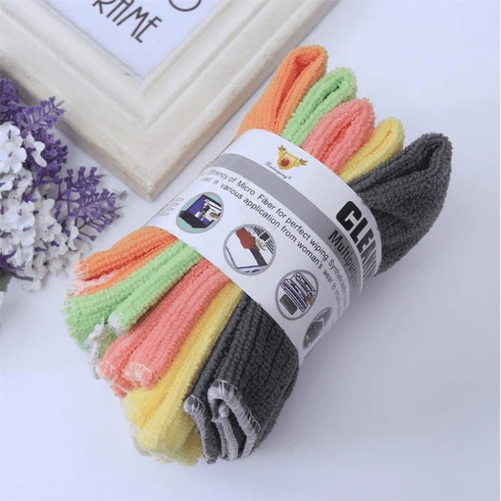 Sustainable Solid Striped Microfiber Cloth Premium Cleaning Towel
